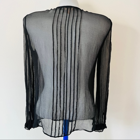 Rebecca Taylor Long Sleeve Silk and Lace Top Long Sleeve Sheer Victorian Sz 0 - Picture 3 of 16